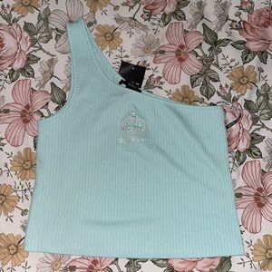 Forever 21 X Juicy Couture Blue One Shoulder Top Medium